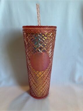 Starbucks Iridescent Rose Pink Studded Tumbler with Straw